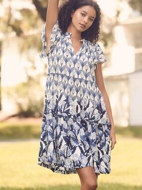 Anthropologie Cecilia Pettersson V-Neck Printed Dress Medium